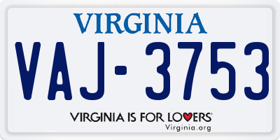 VA license plate VAJ3753