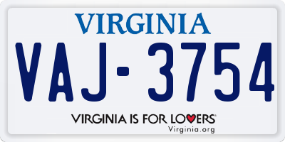 VA license plate VAJ3754