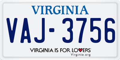 VA license plate VAJ3756