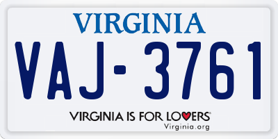 VA license plate VAJ3761
