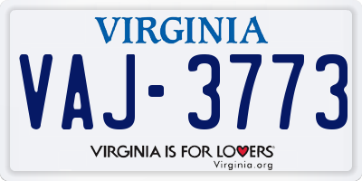 VA license plate VAJ3773