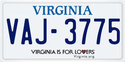 VA license plate VAJ3775