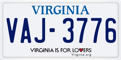 VA license plate VAJ3776