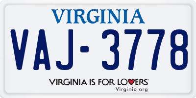 VA license plate VAJ3778