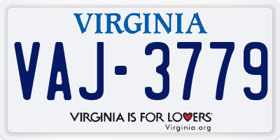 VA license plate VAJ3779