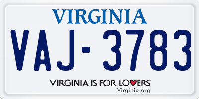 VA license plate VAJ3783