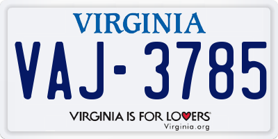 VA license plate VAJ3785