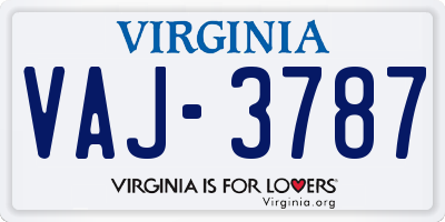 VA license plate VAJ3787