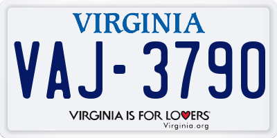 VA license plate VAJ3790