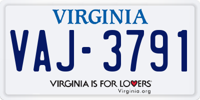 VA license plate VAJ3791