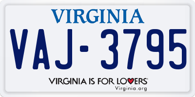 VA license plate VAJ3795