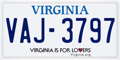 VA license plate VAJ3797