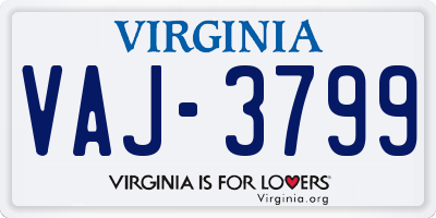 VA license plate VAJ3799
