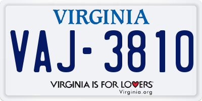 VA license plate VAJ3810