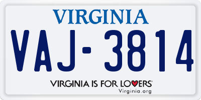 VA license plate VAJ3814