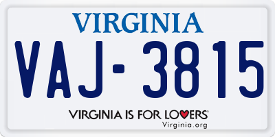VA license plate VAJ3815