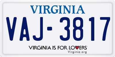 VA license plate VAJ3817