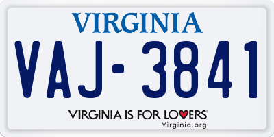 VA license plate VAJ3841