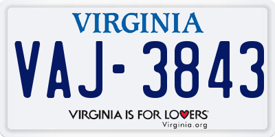 VA license plate VAJ3843