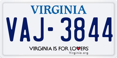 VA license plate VAJ3844