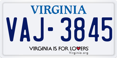 VA license plate VAJ3845