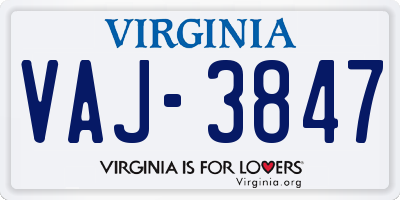 VA license plate VAJ3847