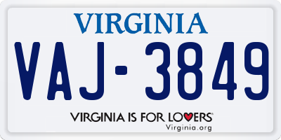 VA license plate VAJ3849