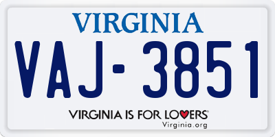 VA license plate VAJ3851