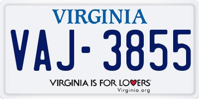 VA license plate VAJ3855