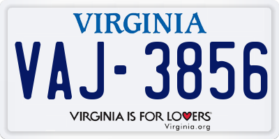 VA license plate VAJ3856