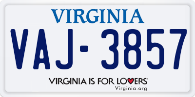 VA license plate VAJ3857