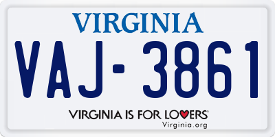 VA license plate VAJ3861