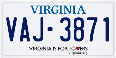 VA license plate VAJ3871