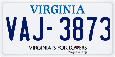 VA license plate VAJ3873