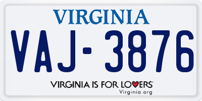 VA license plate VAJ3876