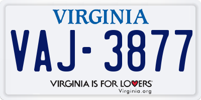 VA license plate VAJ3877