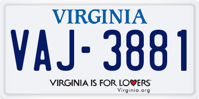VA license plate VAJ3881