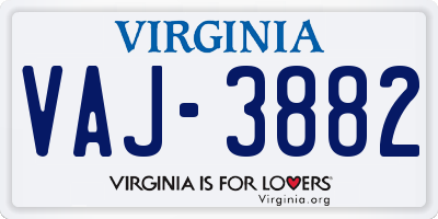 VA license plate VAJ3882