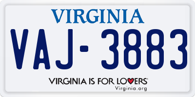 VA license plate VAJ3883