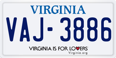 VA license plate VAJ3886