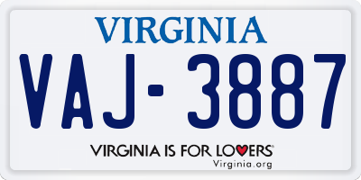 VA license plate VAJ3887