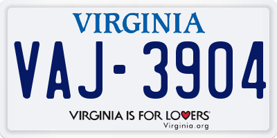 VA license plate VAJ3904