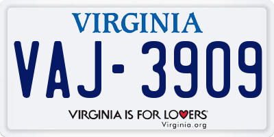 VA license plate VAJ3909
