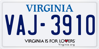 VA license plate VAJ3910