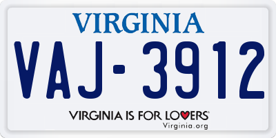 VA license plate VAJ3912