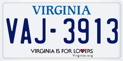 VA license plate VAJ3913