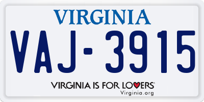 VA license plate VAJ3915