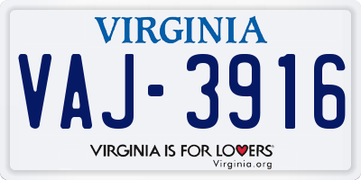 VA license plate VAJ3916