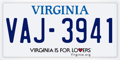 VA license plate VAJ3941