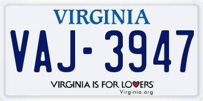 VA license plate VAJ3947